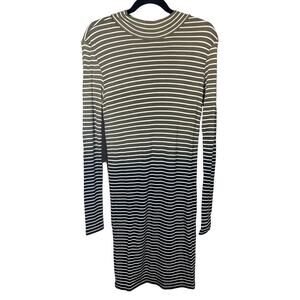 ATM Anthony Thomas Melillo Dip Dye Stripe Dress In Green/Black Combo - Medium